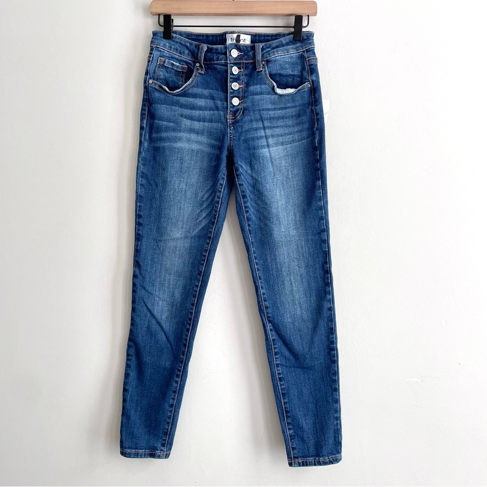 Tricot Buttonfly Ankle Length Skinny Jeans